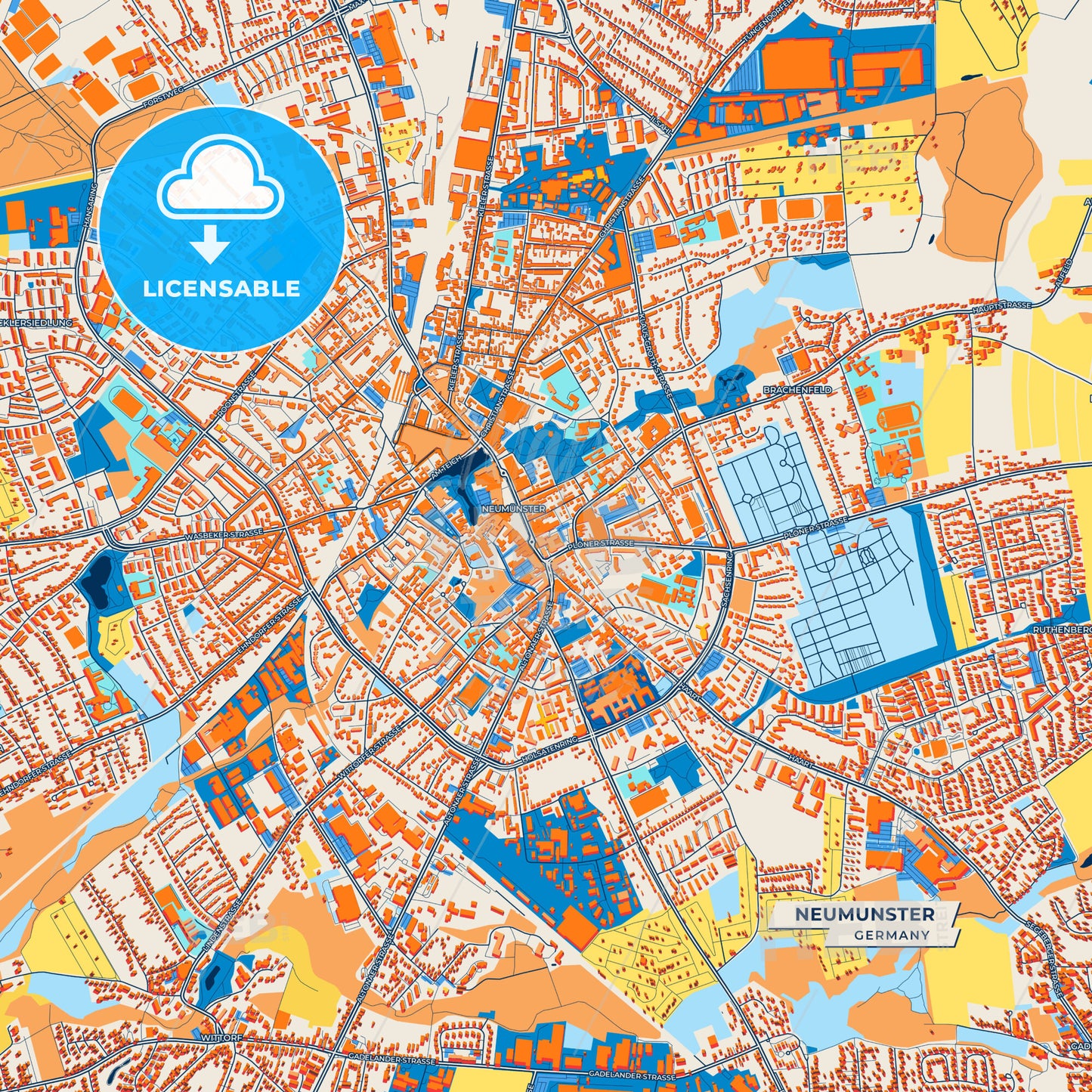 Canvas Print Template of Neumunster Street Map
