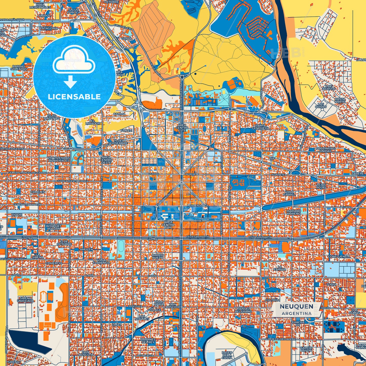 Canvas Print Template of Neuquen Street Map