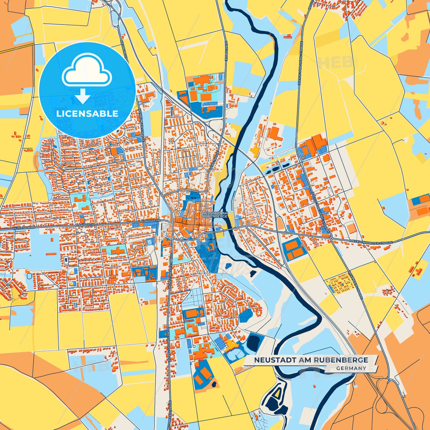 Canvas Print Template of Neustadt am Rubenberge Street Map