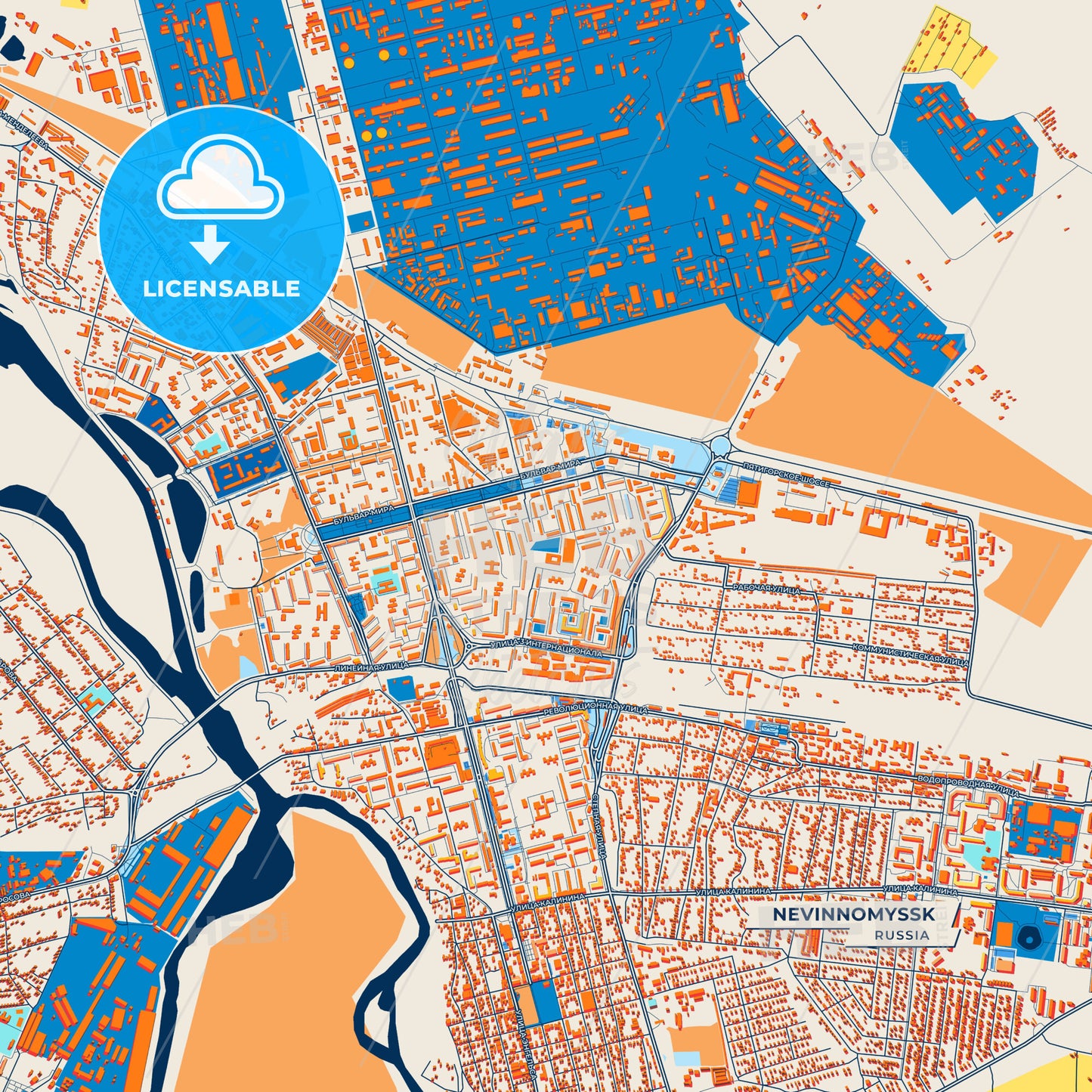 Canvas Print Template of Nevinnomyssk Street Map