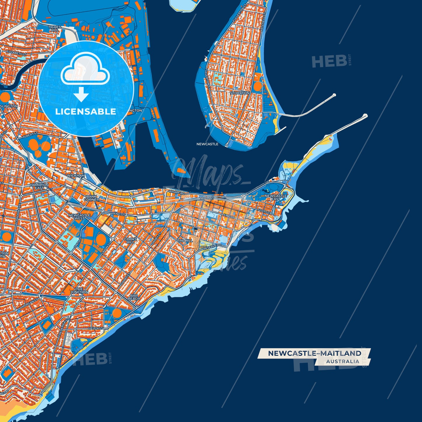 Canvas Print Template of Newcastle–Maitland Street Map
