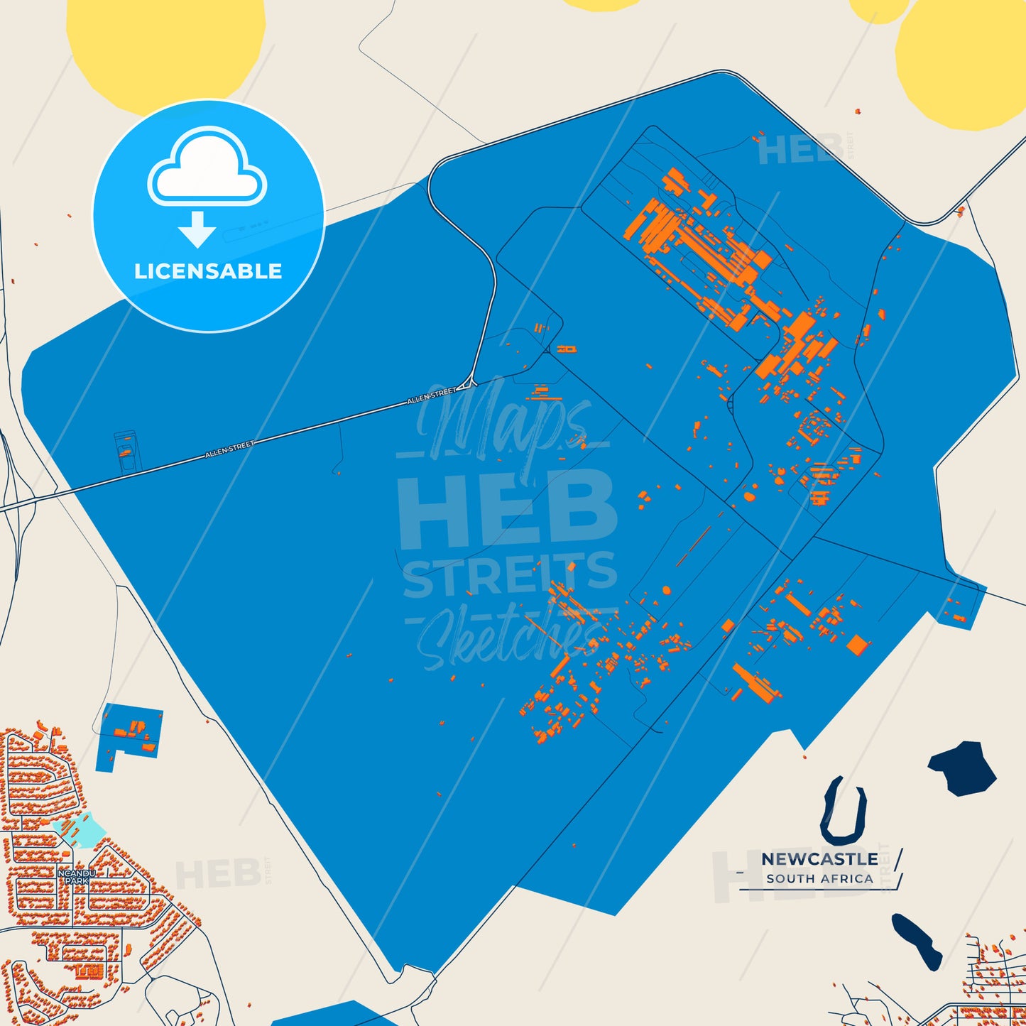 Canvas Print Template of Newcastle Street Map