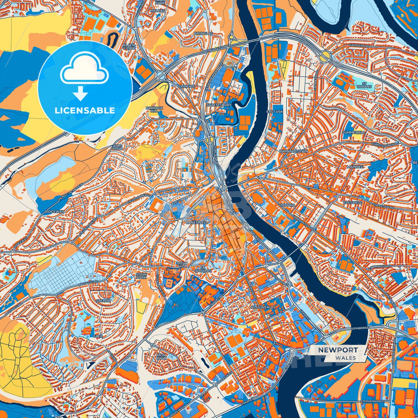 Canvas Print Template of Newport Street Map