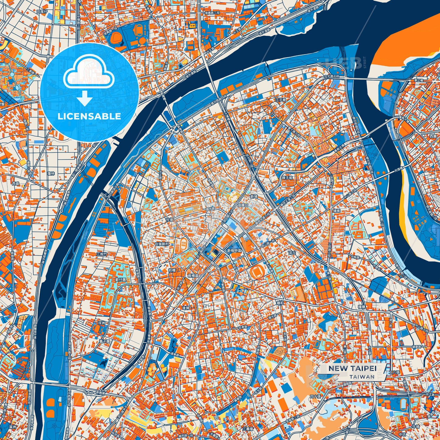 Canvas Print Template of New Taipei Street Map