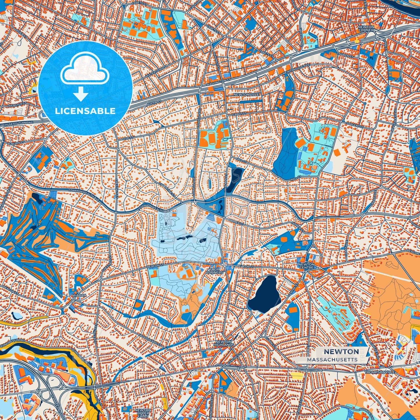Canvas Print Template of Newton Street Map