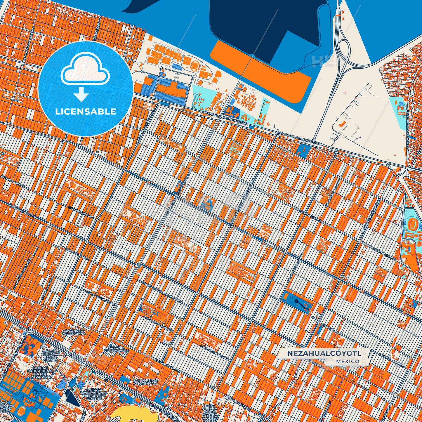 Canvas Print Template of Nezahualcóyotl Street Map