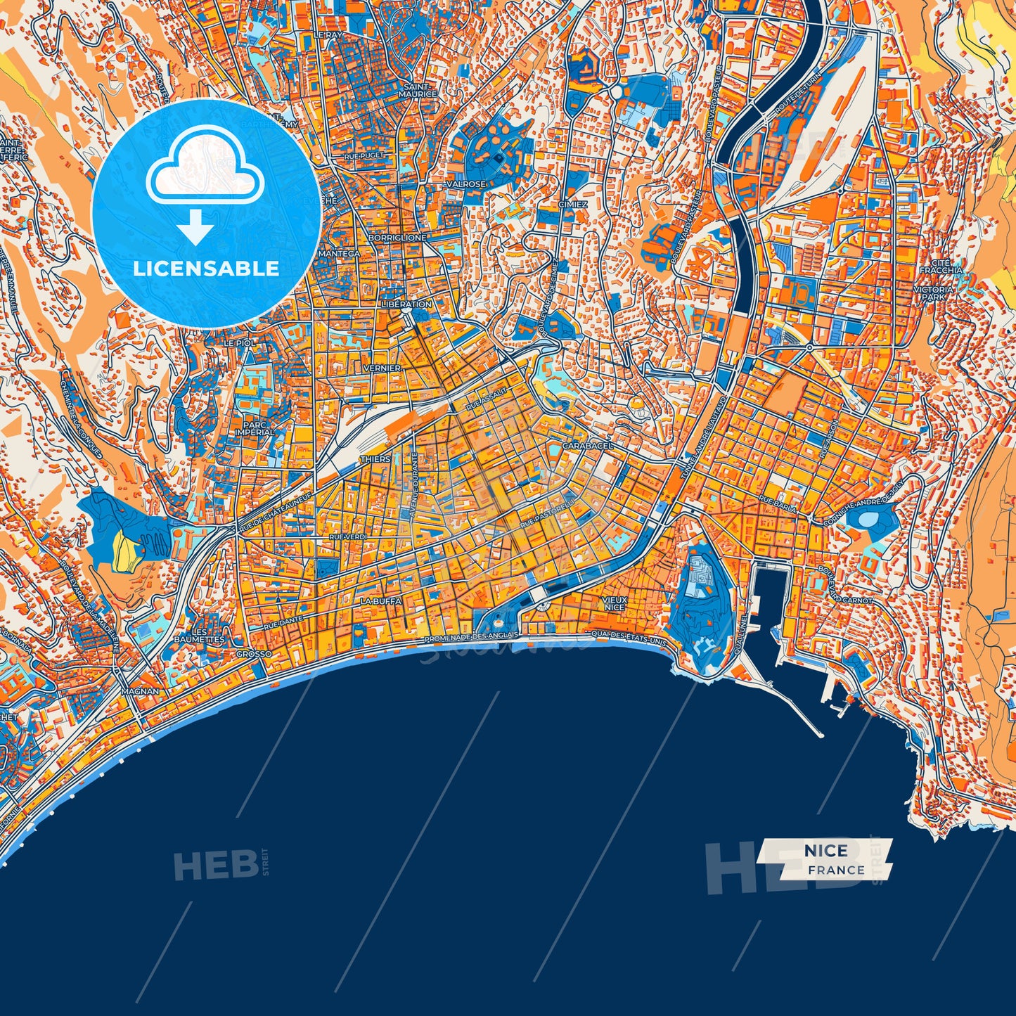 Canvas Print Template of Nice Street Map