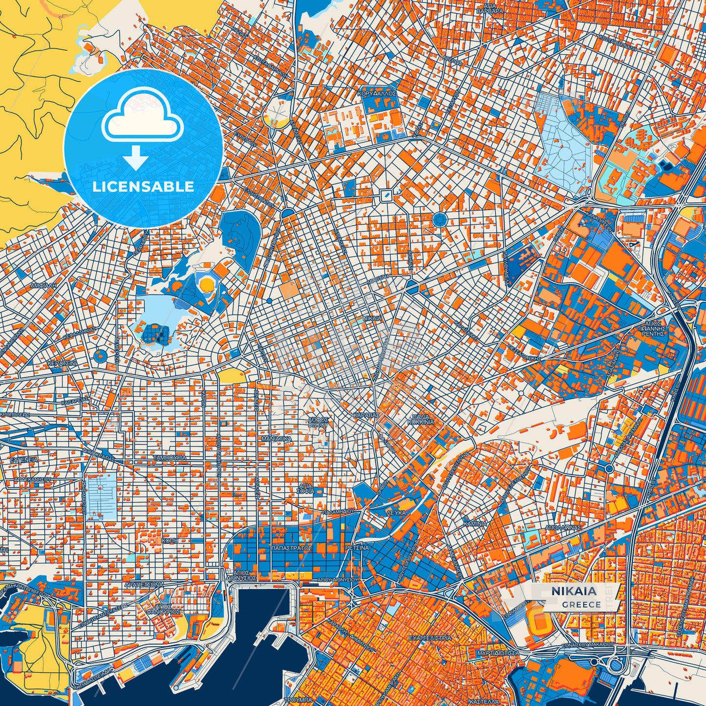 Canvas Print Template of Nikaia Street Map