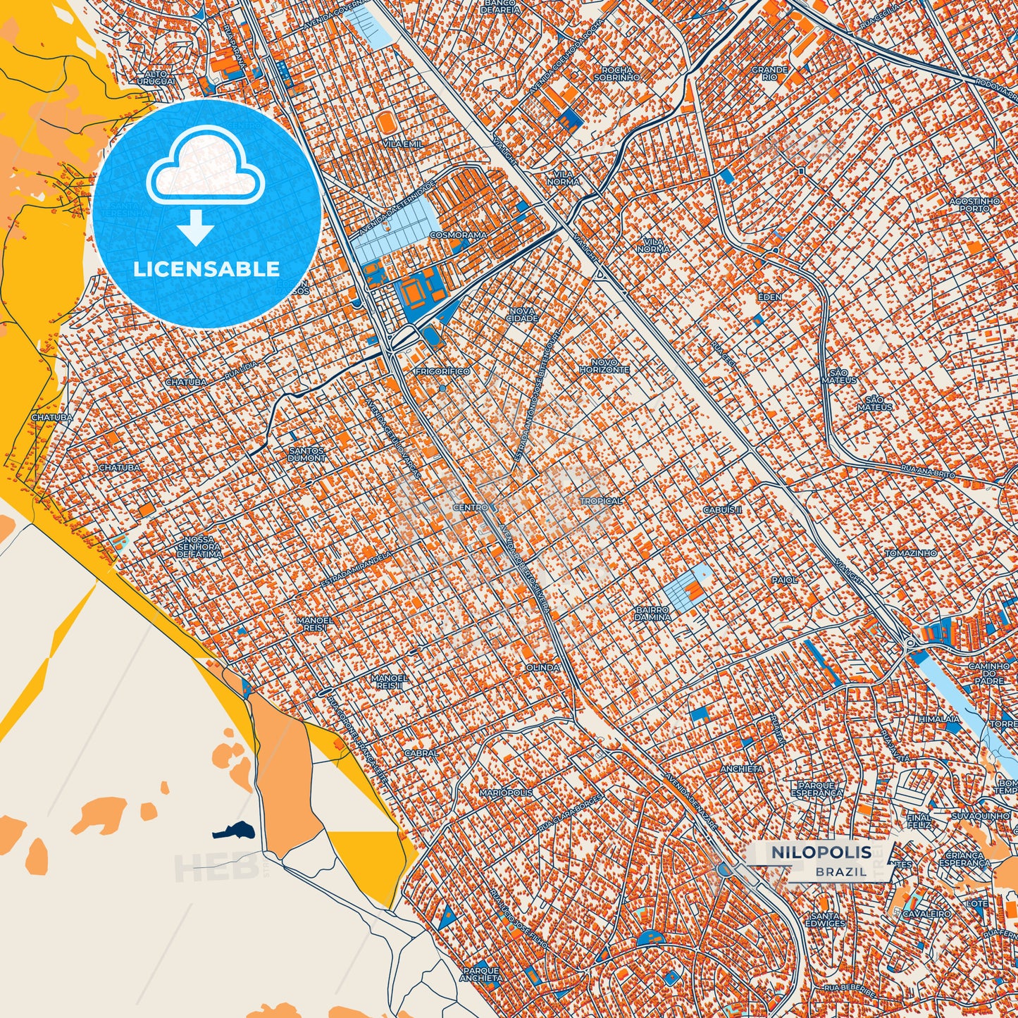 Canvas Print Template of Nilopolis Street Map