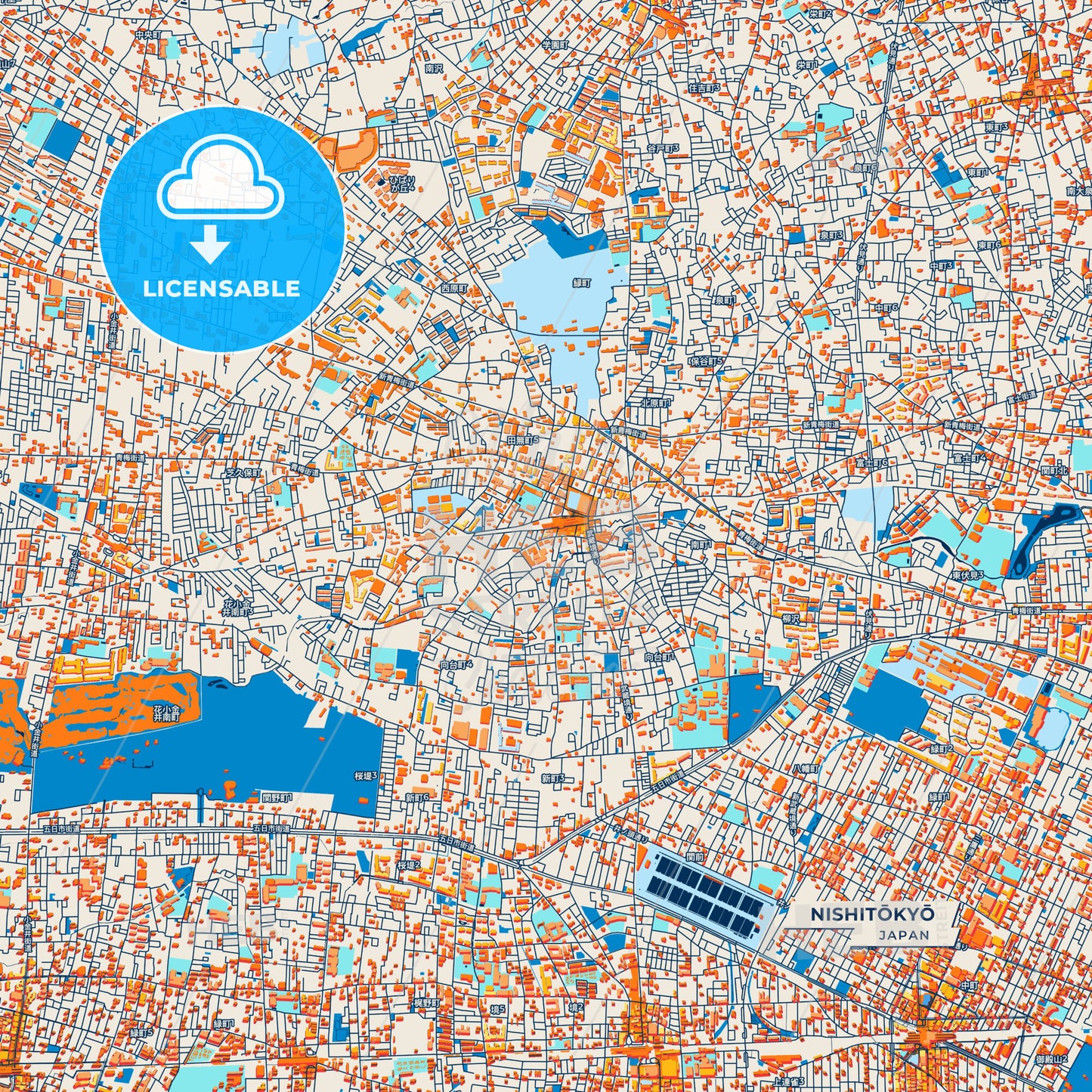 Canvas Print Template of Nishitōkyō Street Map