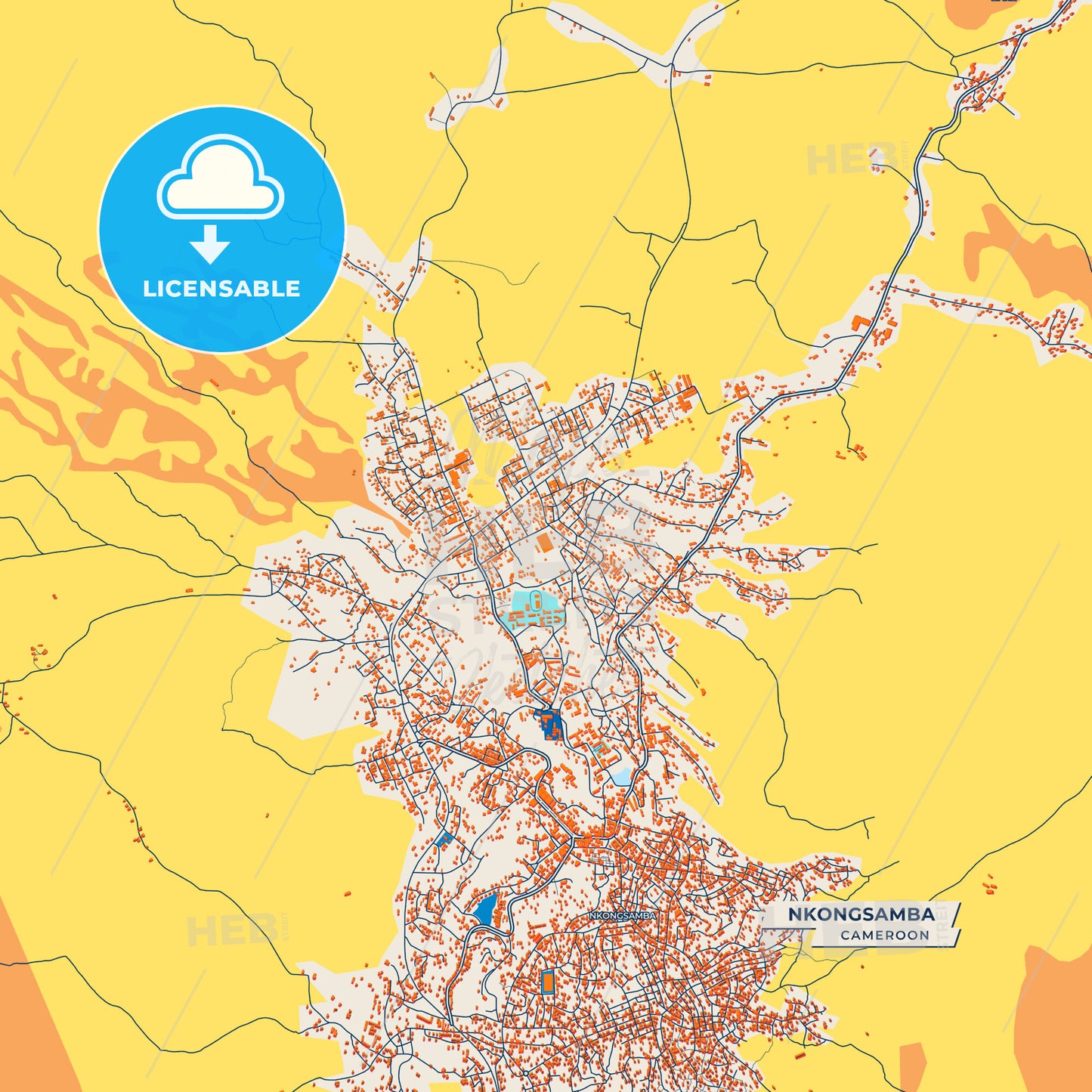 Canvas Print Template of Nkongsamba Street Map
