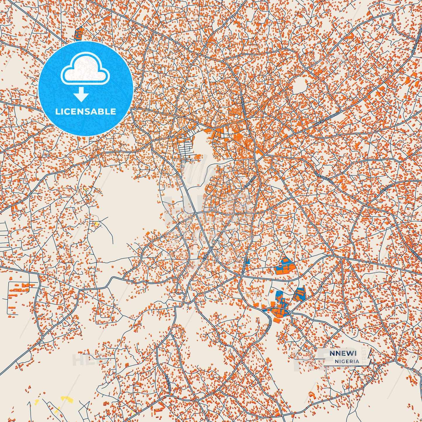 Canvas Print Template of Nnewi Street Map
