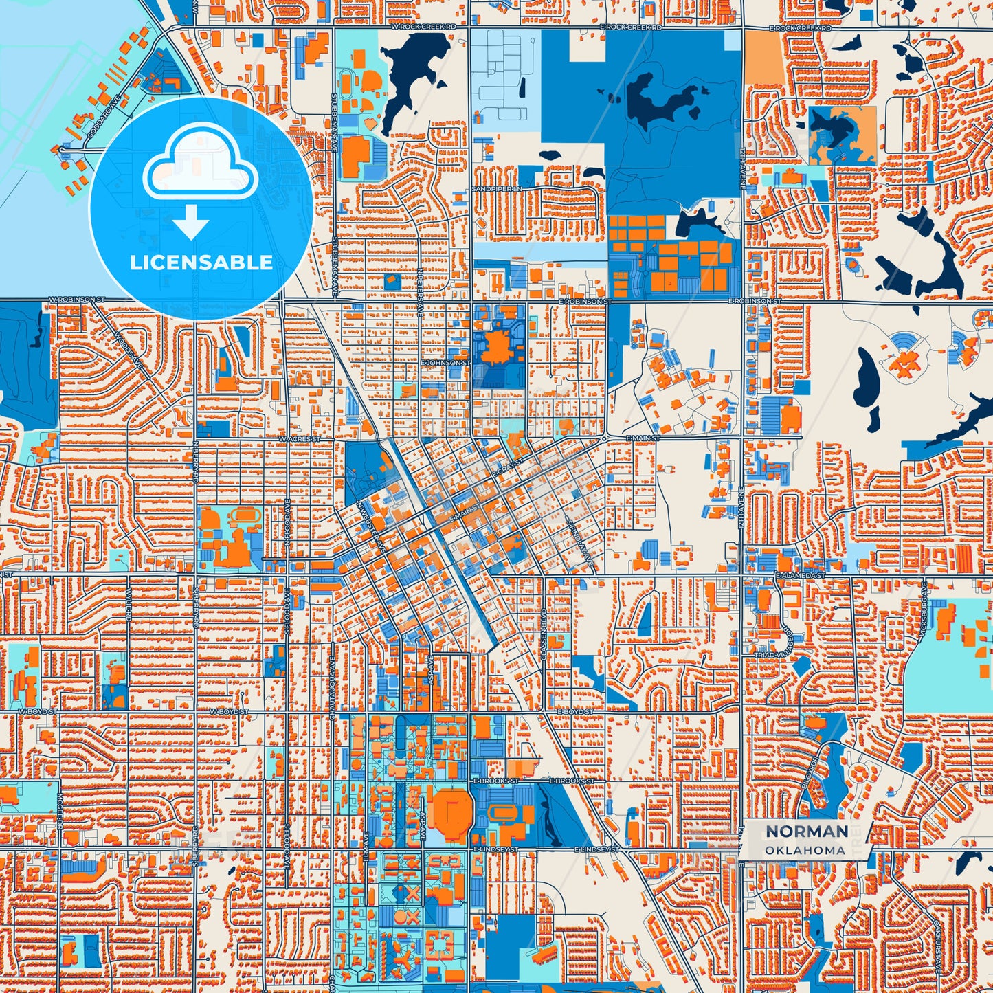 Canvas Print Template of Norman Street Map