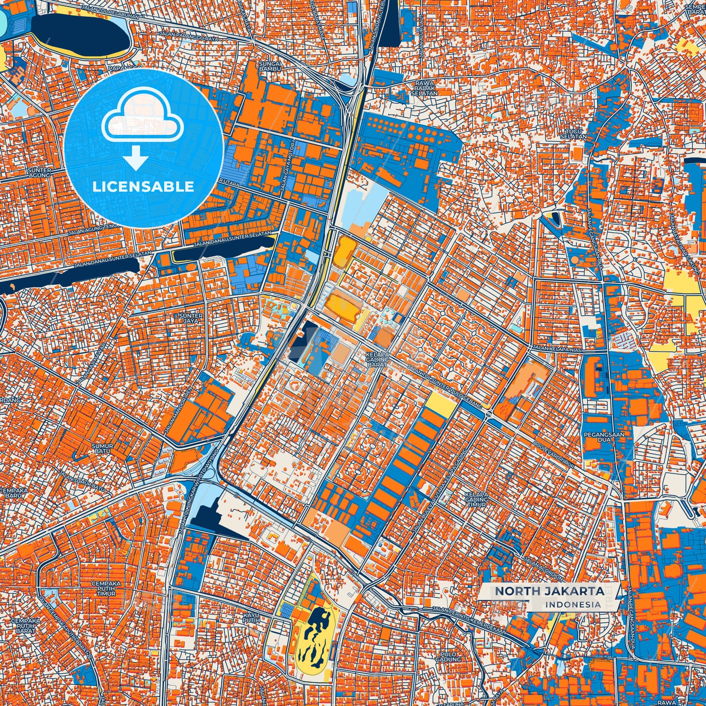 Canvas Print Template of North Jakarta Street Map