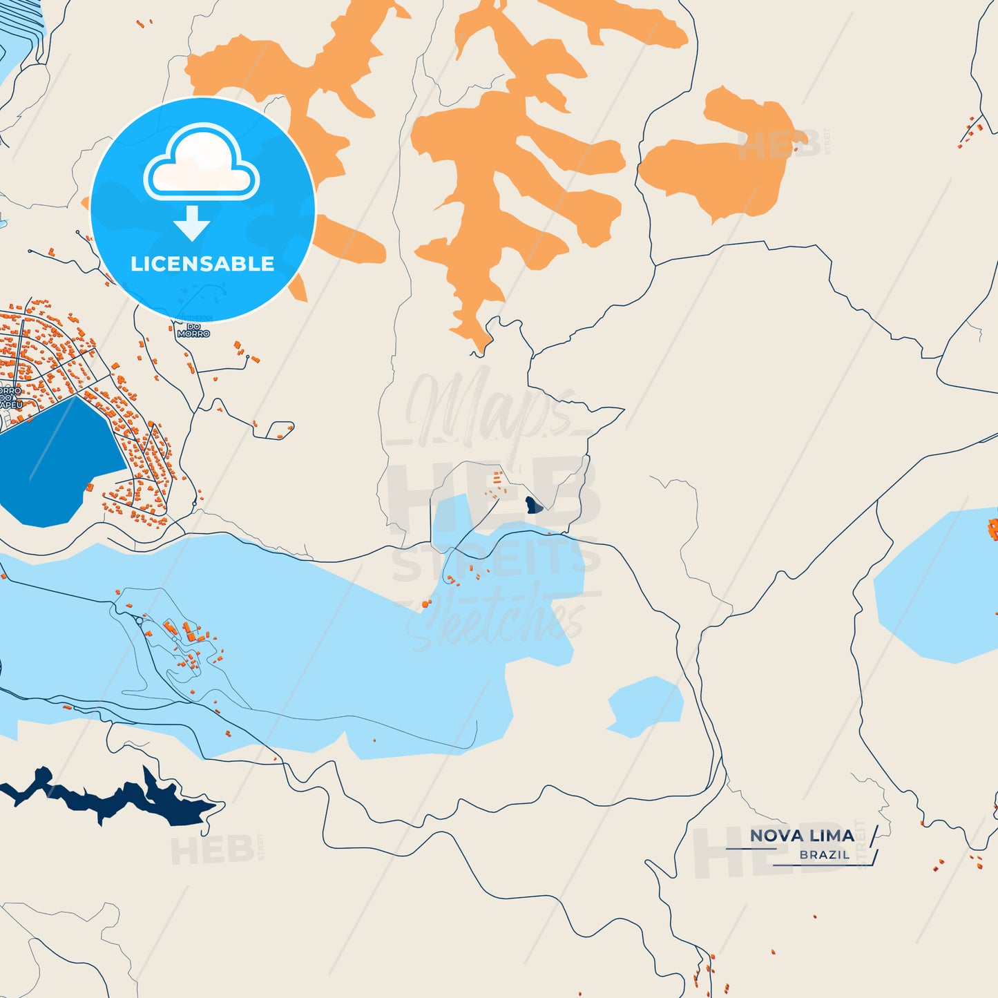 Canvas Print Template of Nova Lima Street Map