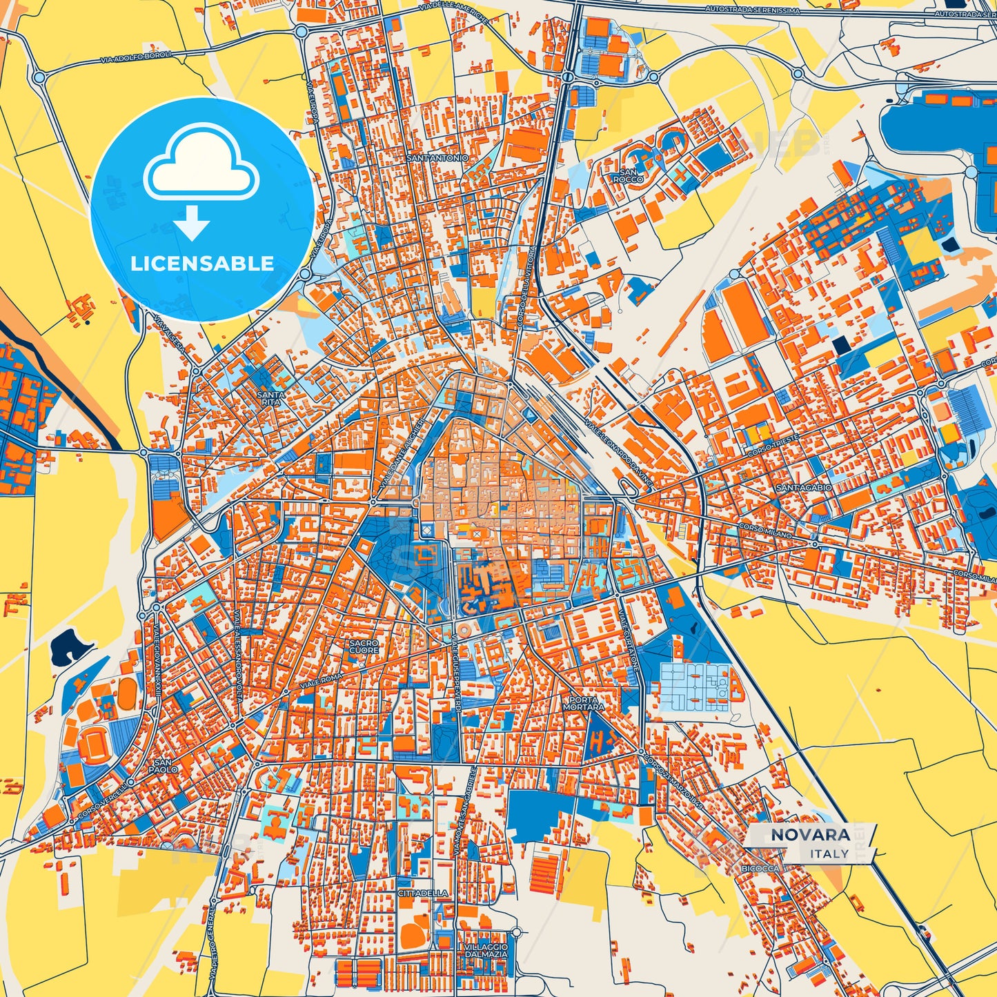 Canvas Print Template of Novara Street Map