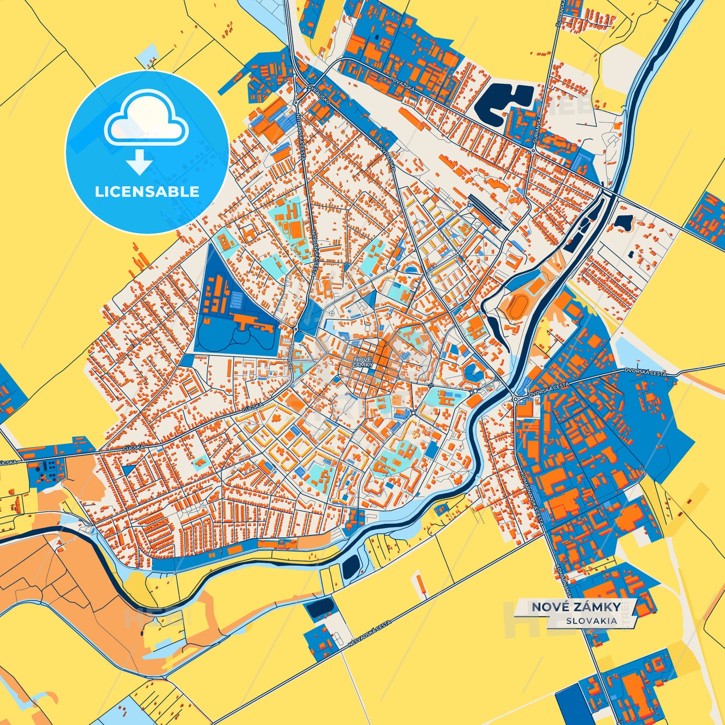 Canvas Print Template of Nové Zámky Street Map