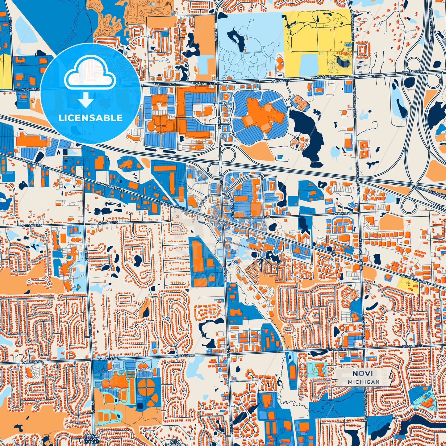 Canvas Print Template of Novi Street Map