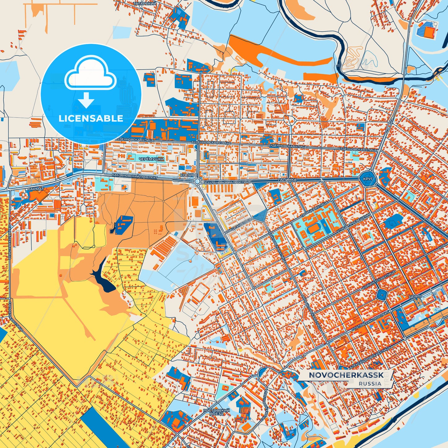Canvas Print Template of Novocherkassk Street Map