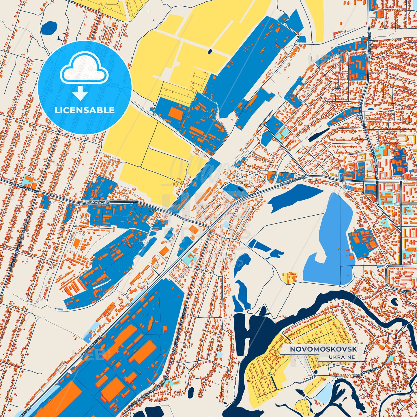 Canvas Print Template of Novomoskovsk Street Map