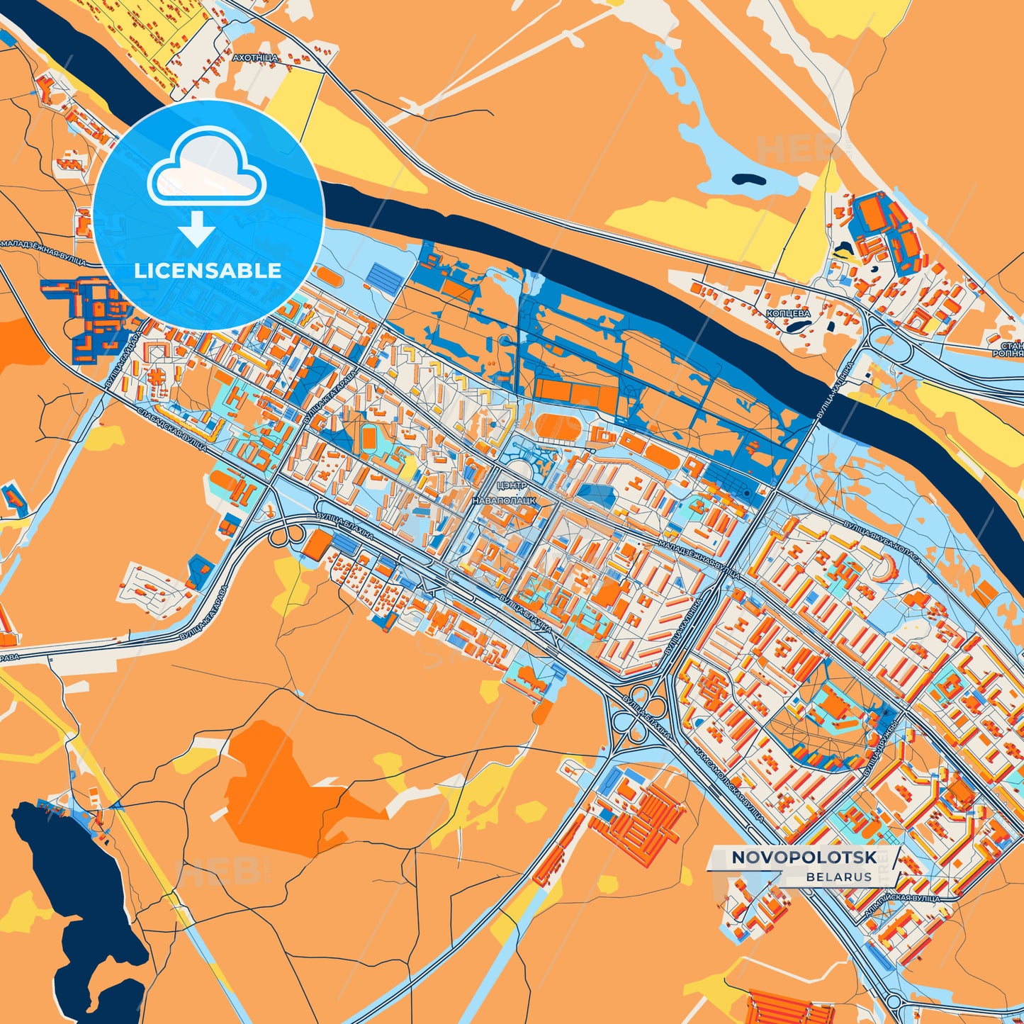 Canvas Print Template of Novopolotsk Street Map