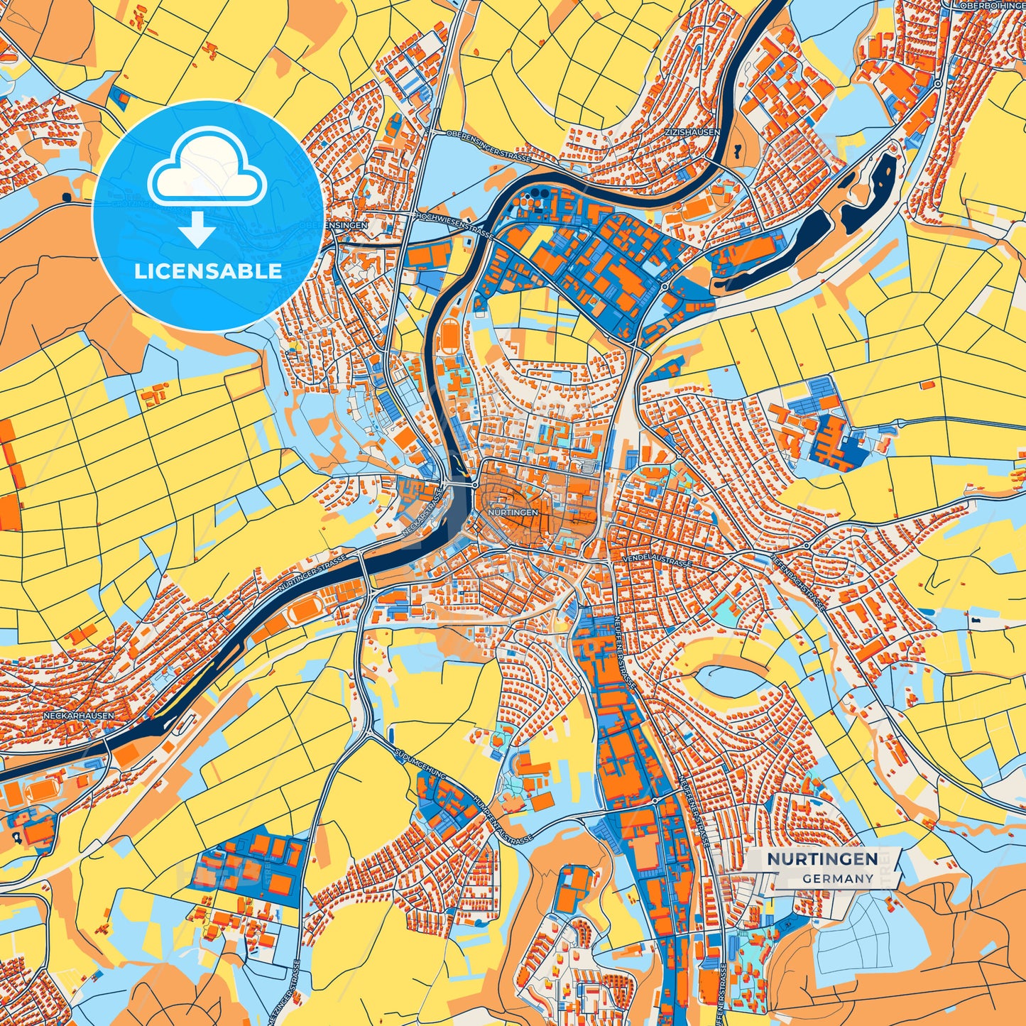 Canvas Print Template of Nurtingen Street Map