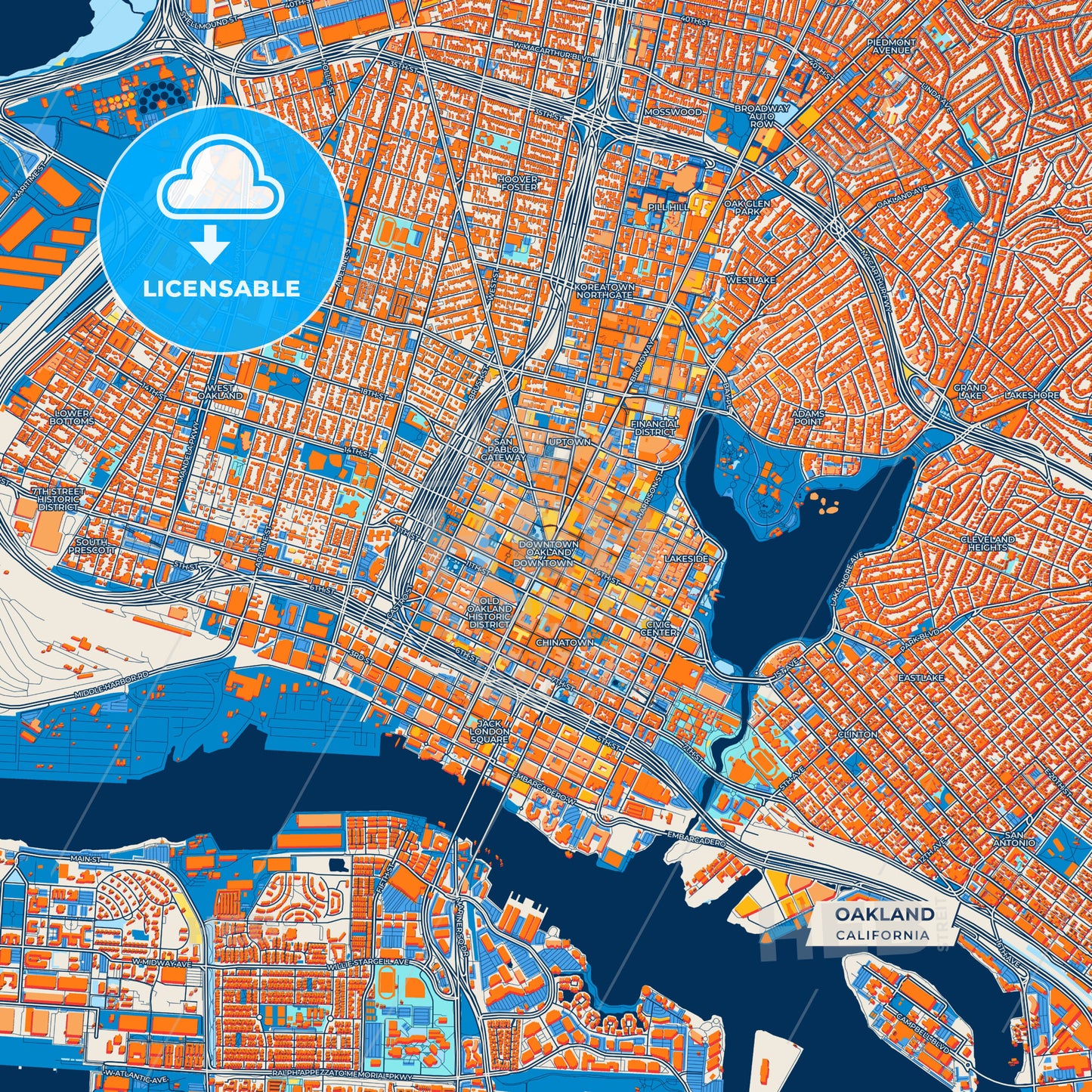 Canvas Print Template of Oakland Street Map