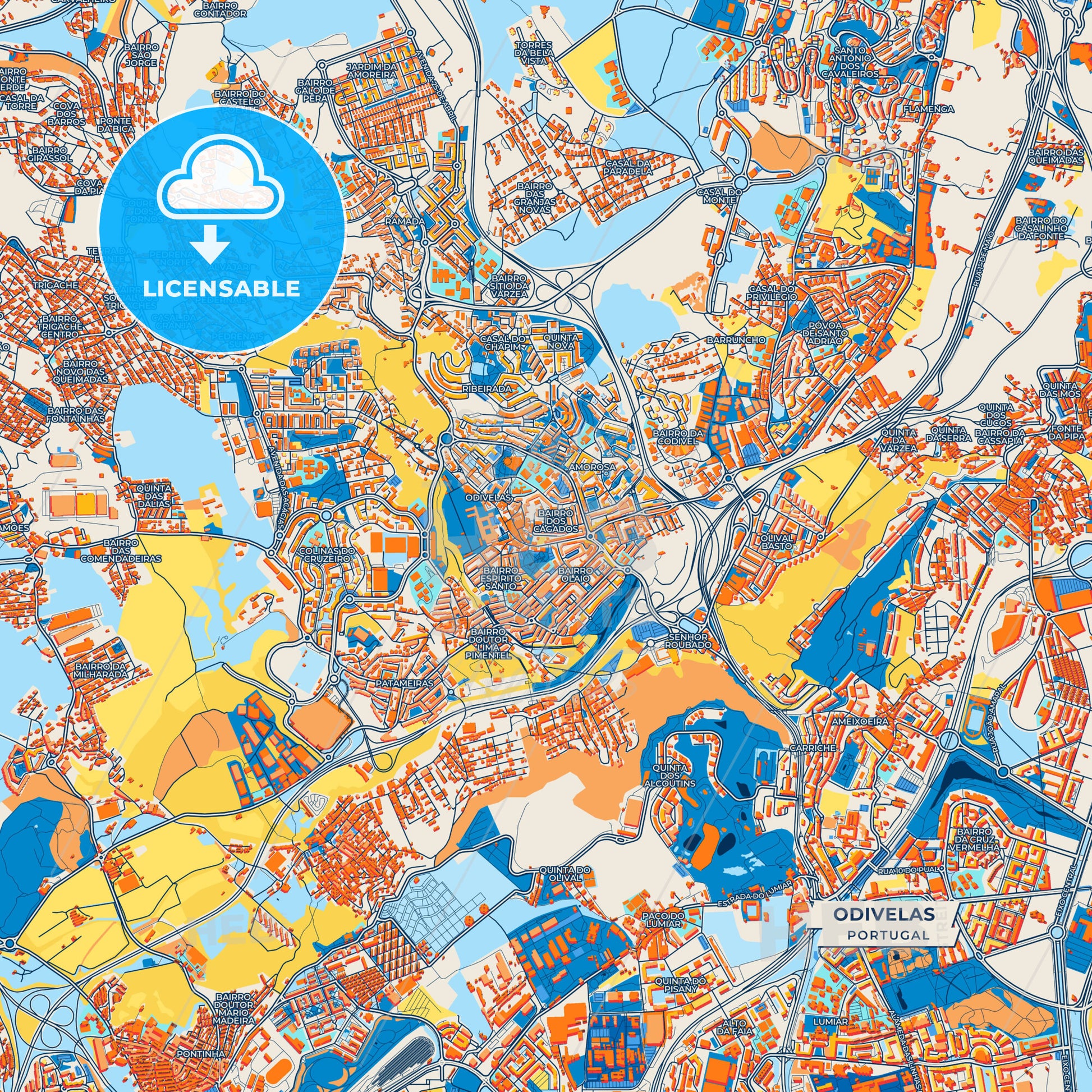 Canvas Print Template of Odivelas Street Map