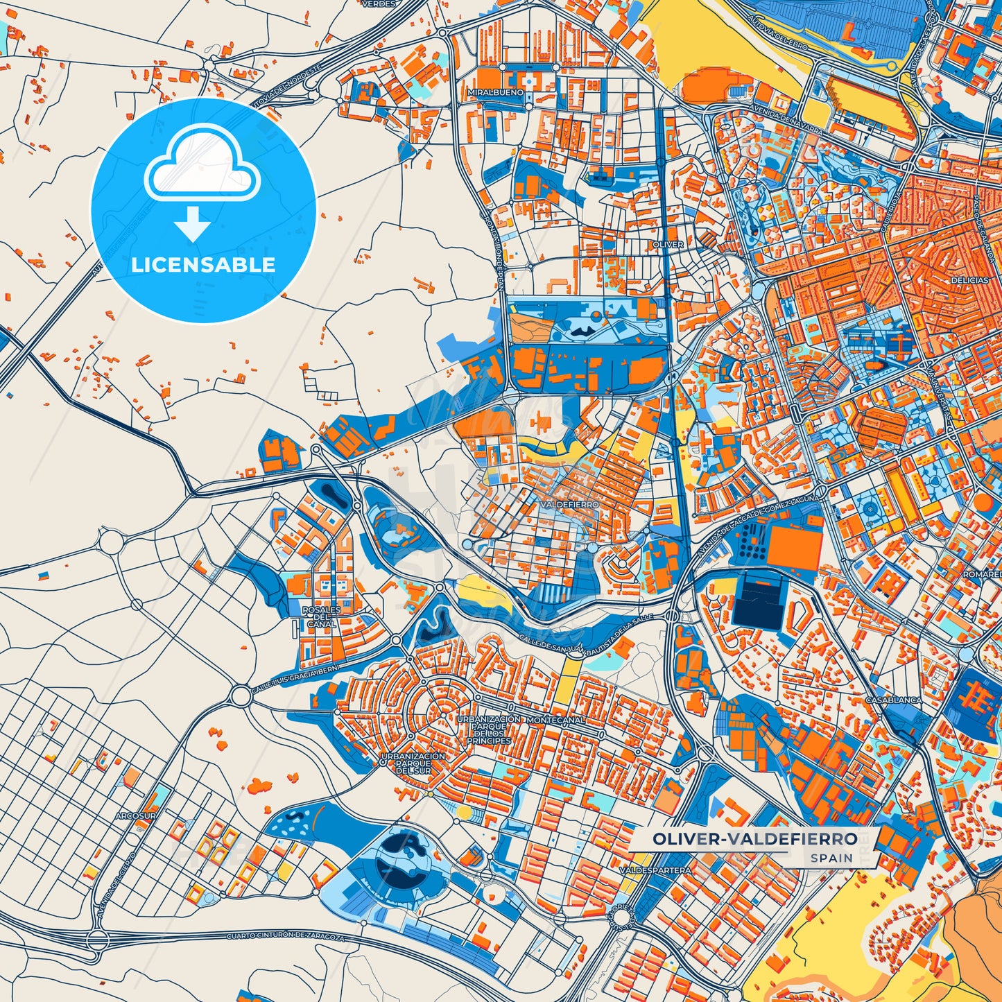 Canvas Print Template of Oliver-Valdefierro Street Map