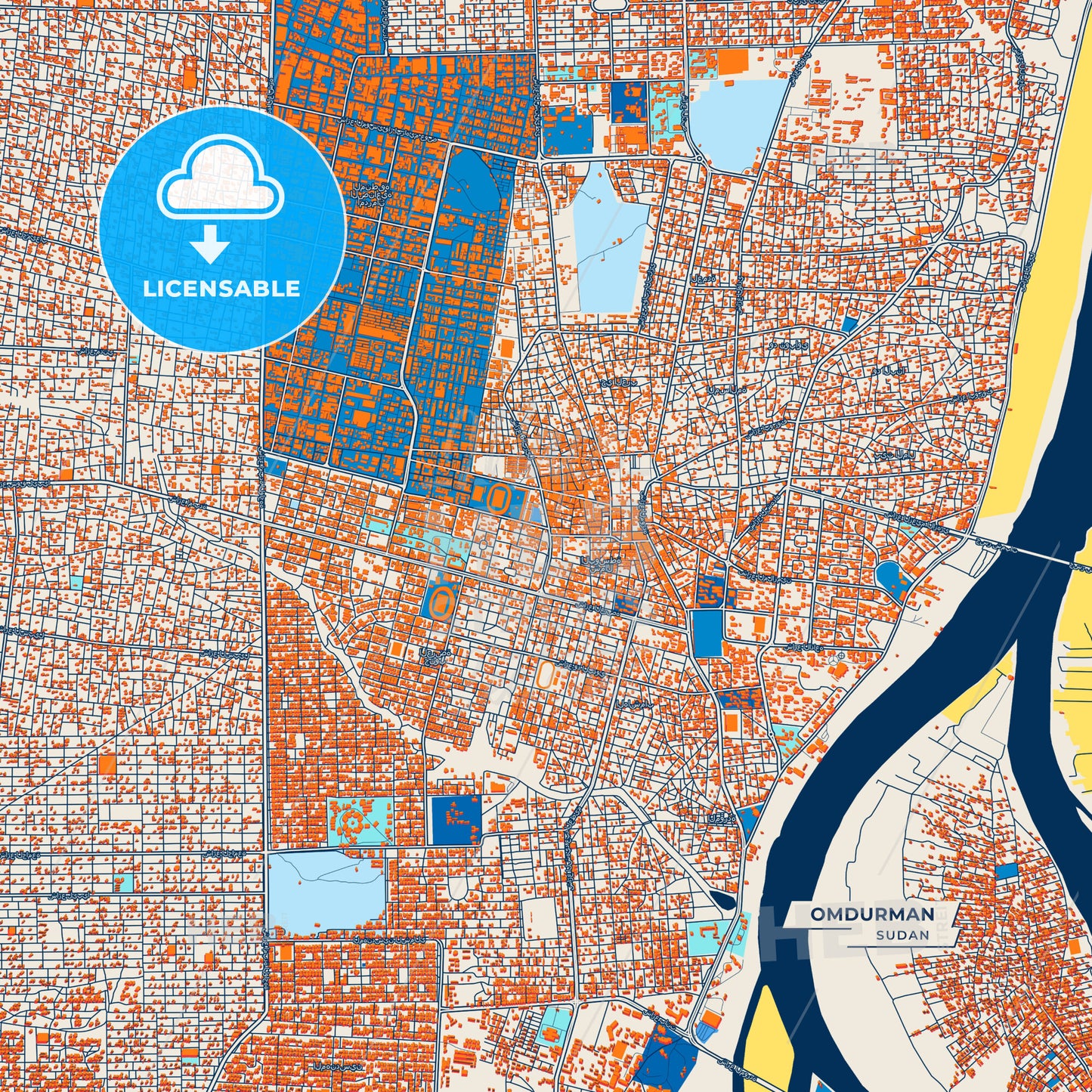 Canvas Print Template of Omdurman Street Map