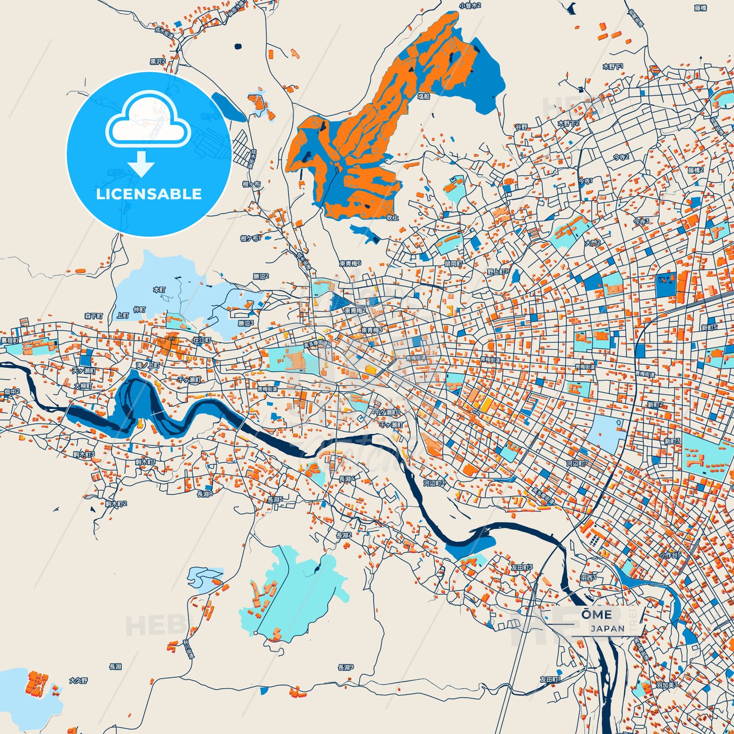Canvas Print Template of Ōme Street Map