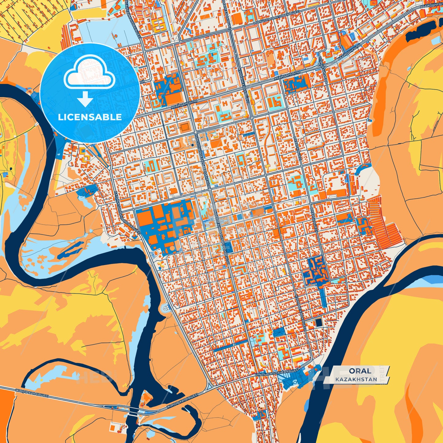 Canvas Print Template of Oral Street Map