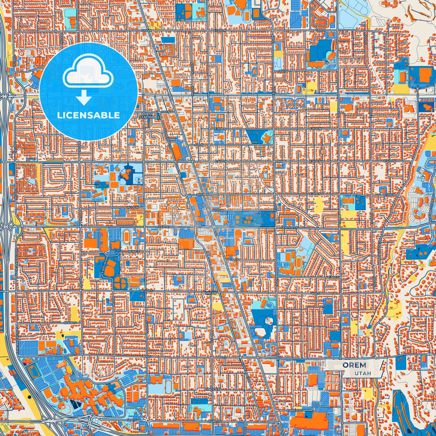 Canvas Print Template of Orem Street Map