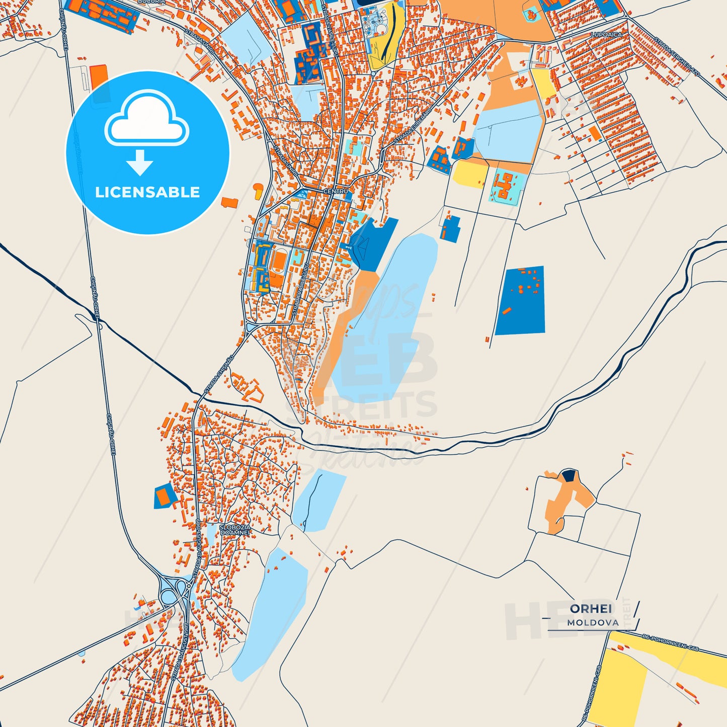 Canvas Print Template of Orhei Street Map