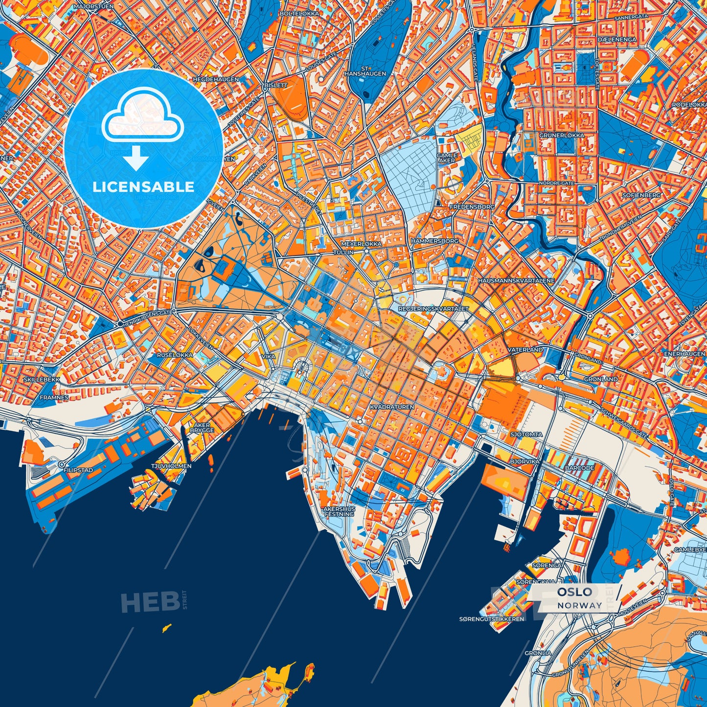 Canvas Print Template of Oslo Street Map