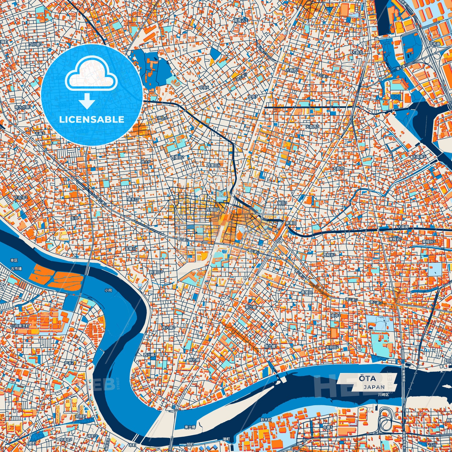 Canvas Print Template of Ōta Street Map