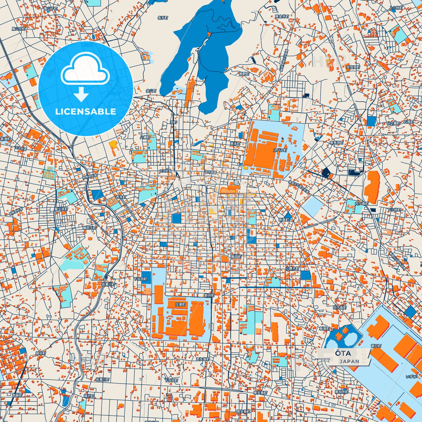 Canvas Print Template of Ōta Street Map