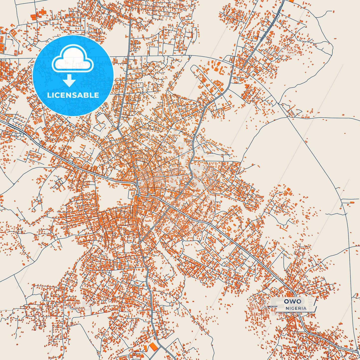 Canvas Print Template of Owo Street Map