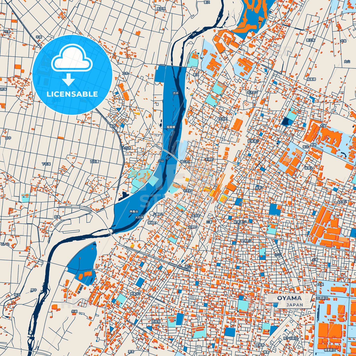 Canvas Print Template of Oyama Street Map
