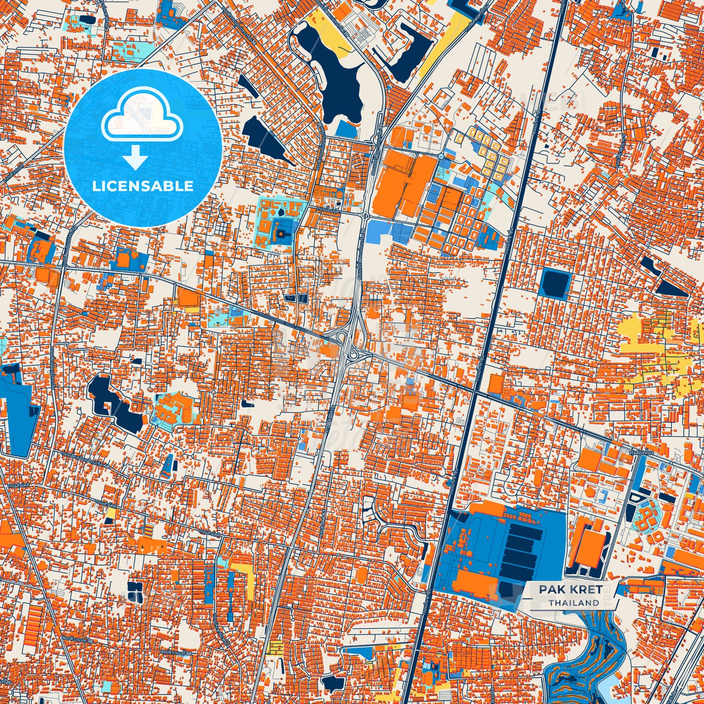 Canvas Print Template of Pak Kret Street Map