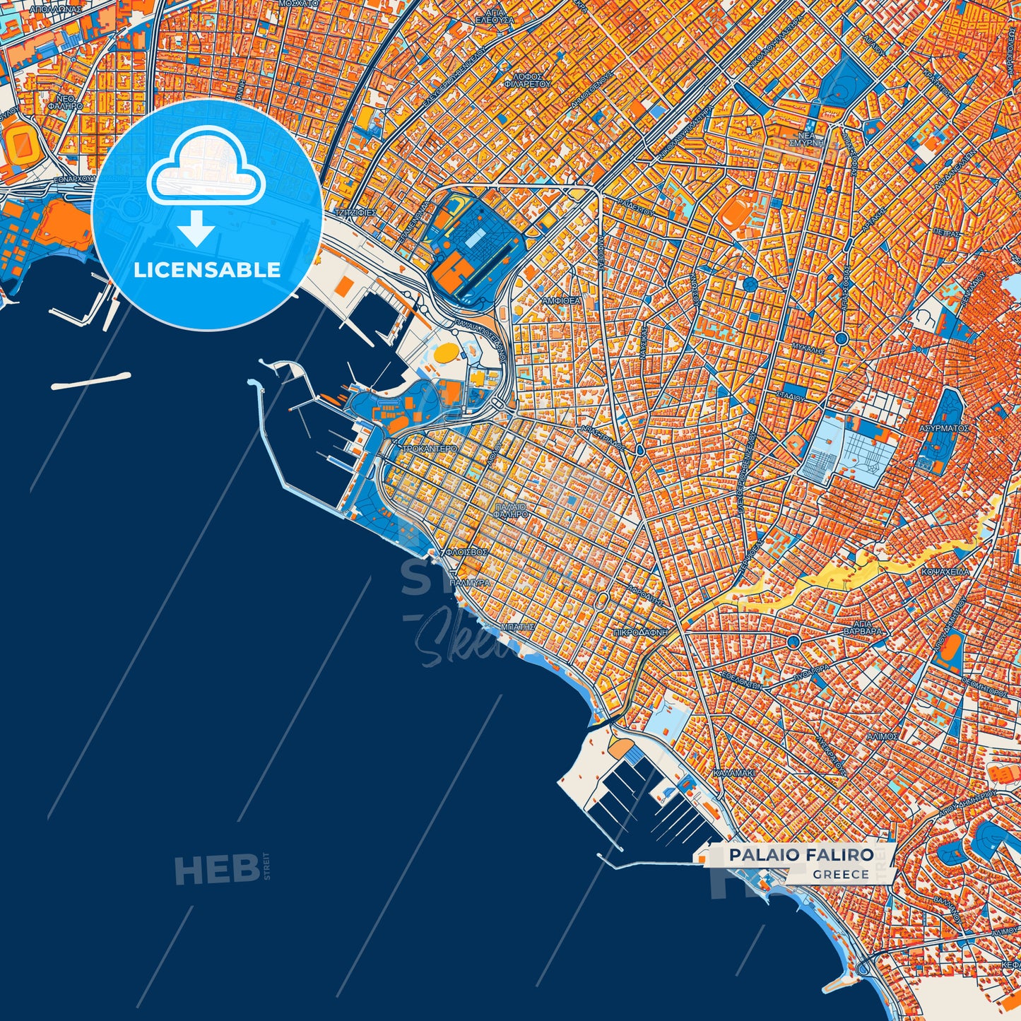 Canvas Print Template of Palaio Faliro Street Map