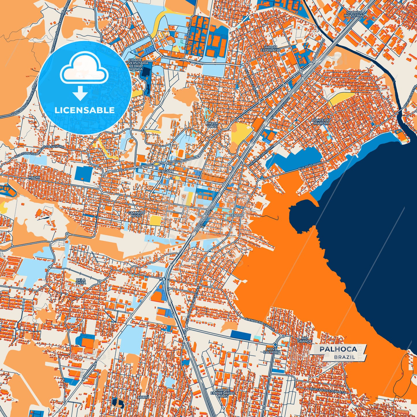 Canvas Print Template of Palhoca Street Map