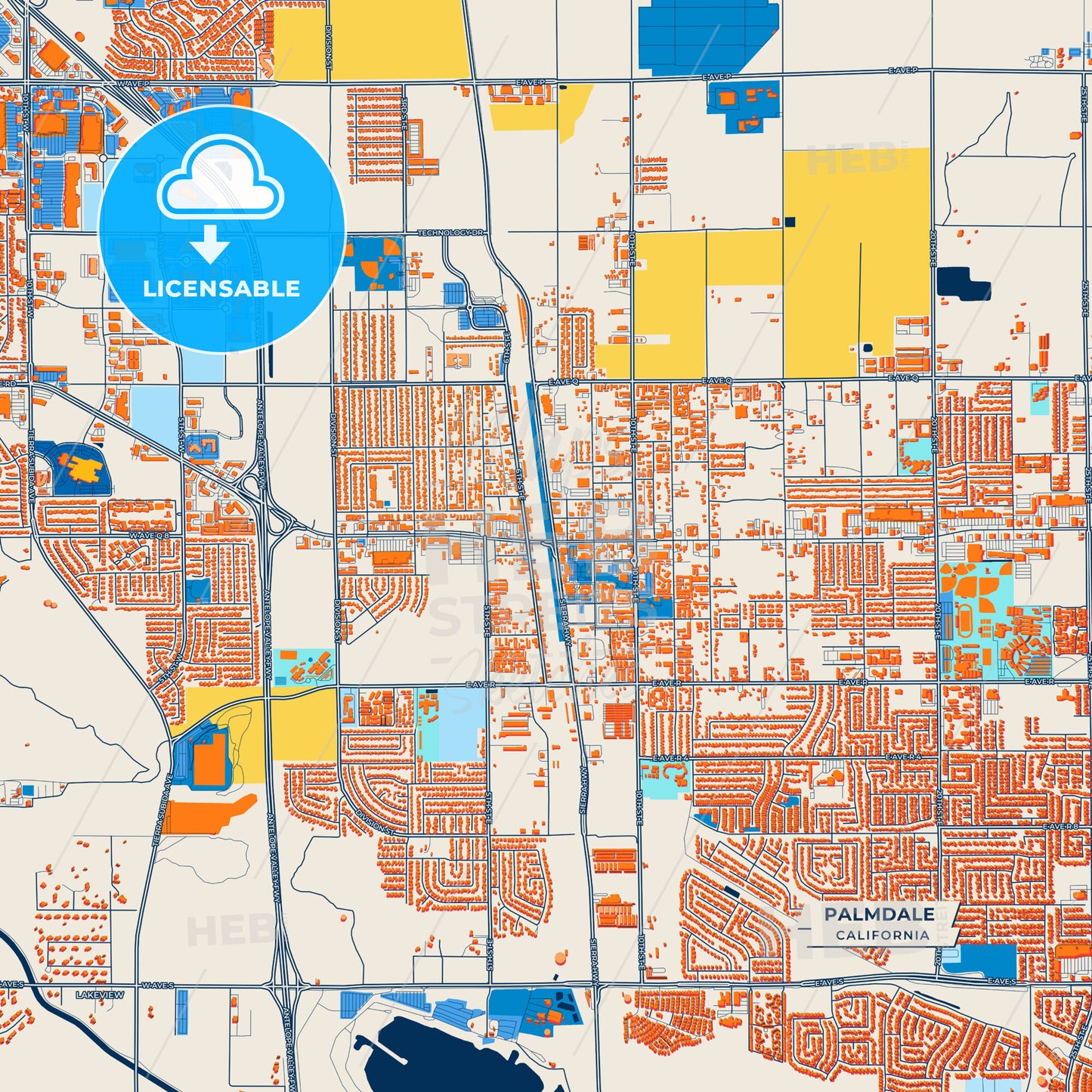Canvas Print Template of Palmdale Street Map