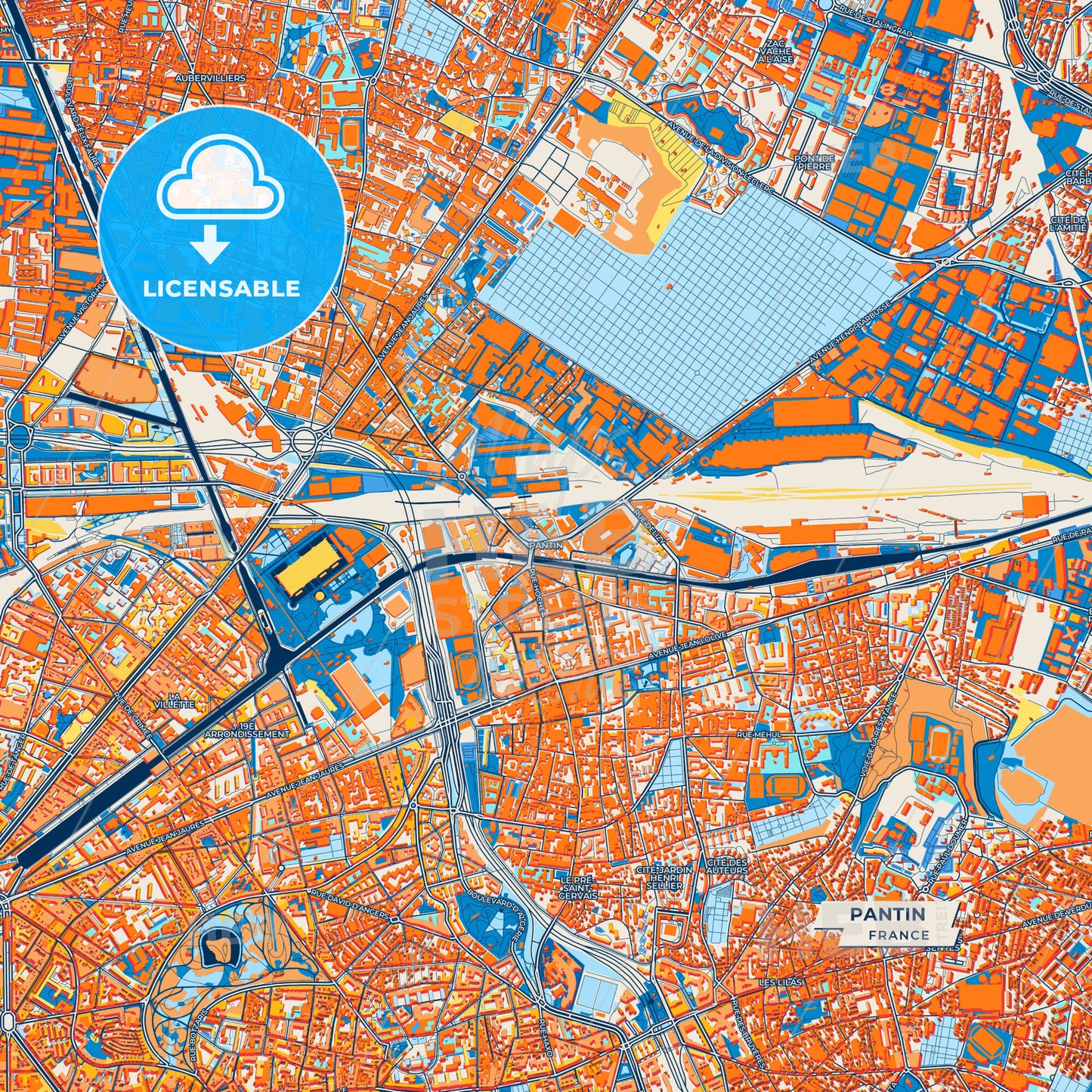 Canvas Print Template of Pantin Street Map