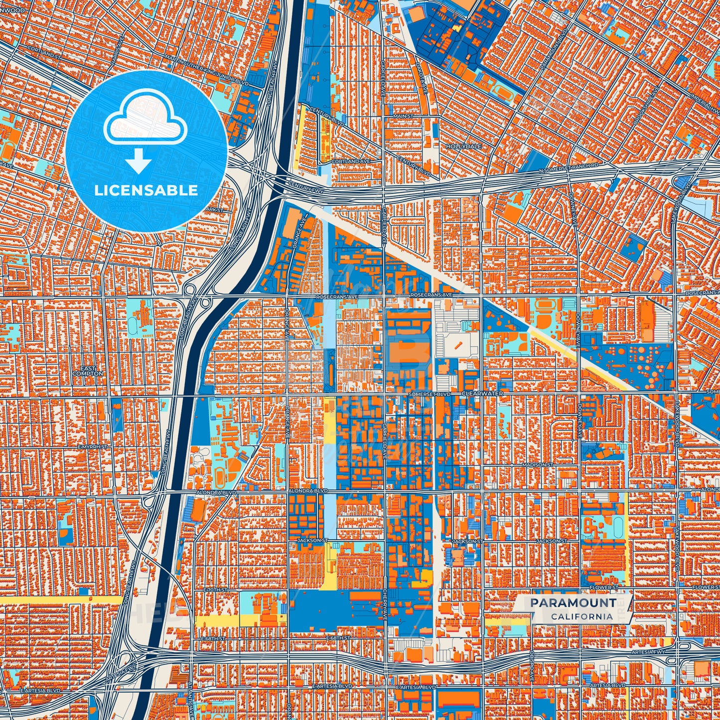 Canvas Print Template of Paramount Street Map