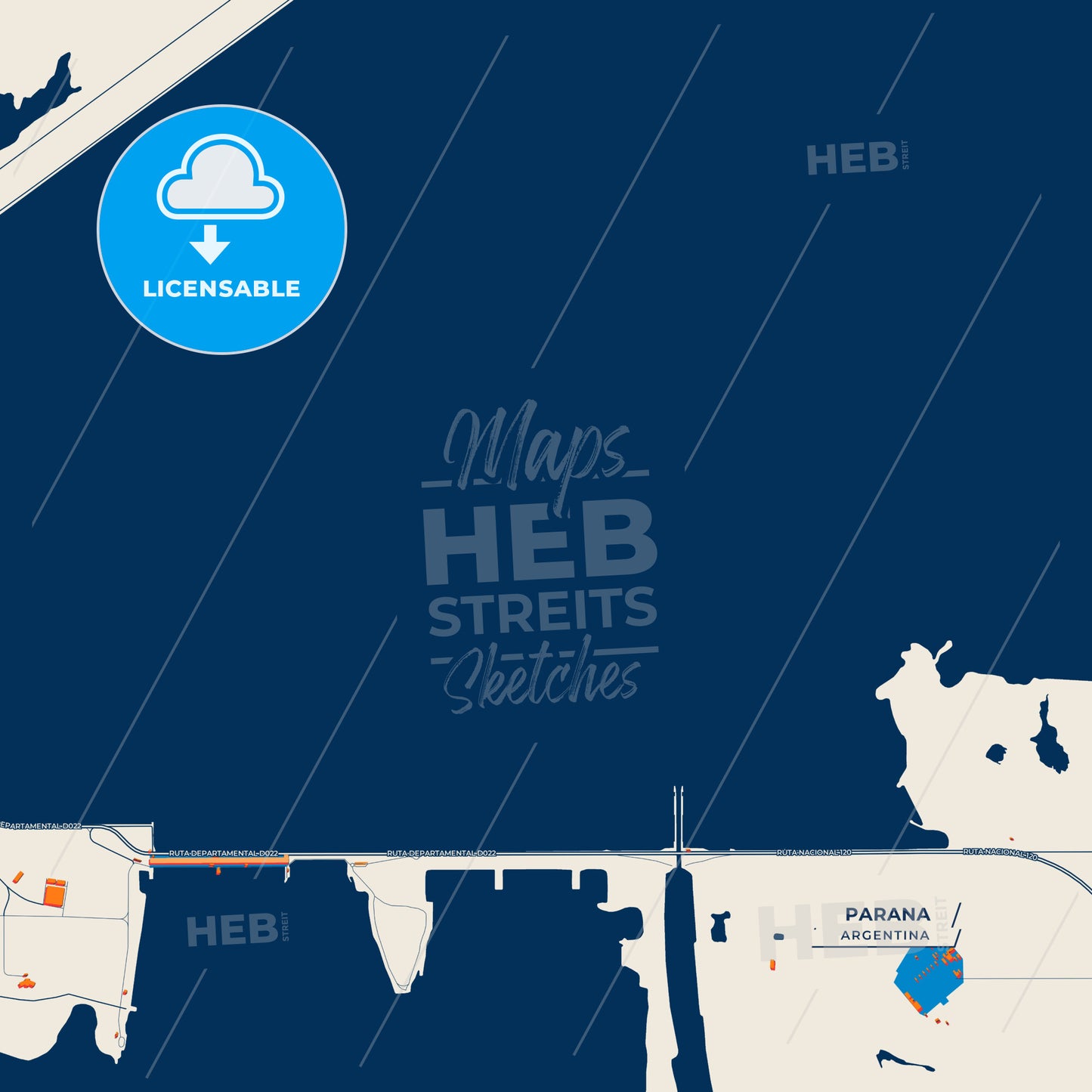 Canvas Print Template of Parana Street Map