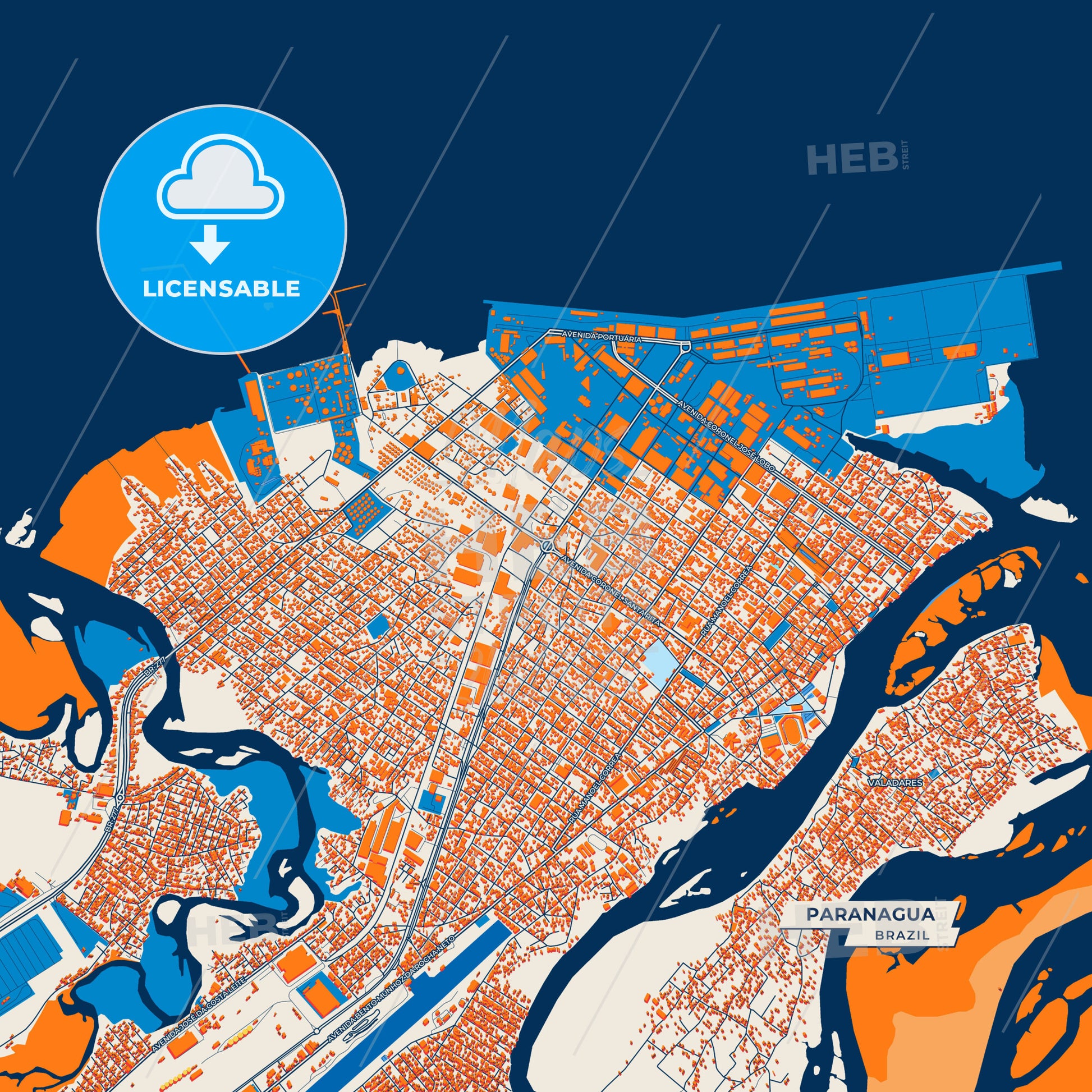 Canvas Print Template of Paranagua Street Map