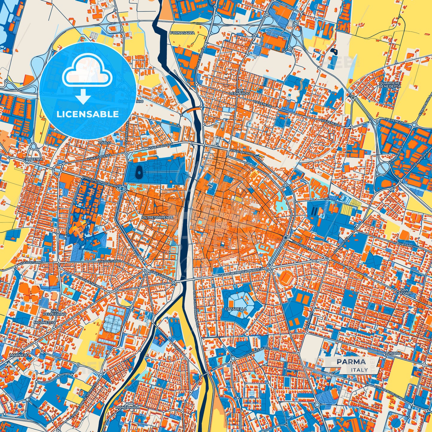 Canvas Print Template of Parma Street Map