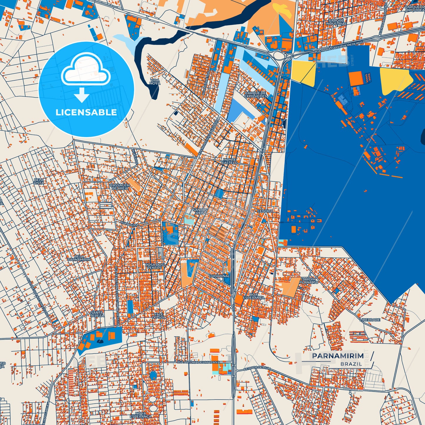 Canvas Print Template of Parnamirim Street Map