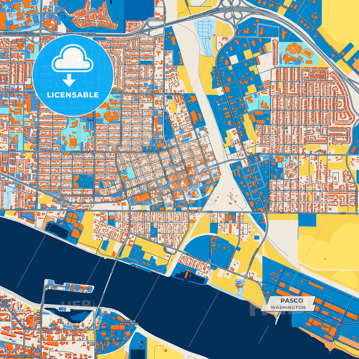 Canvas Print Template of Pasco Street Map